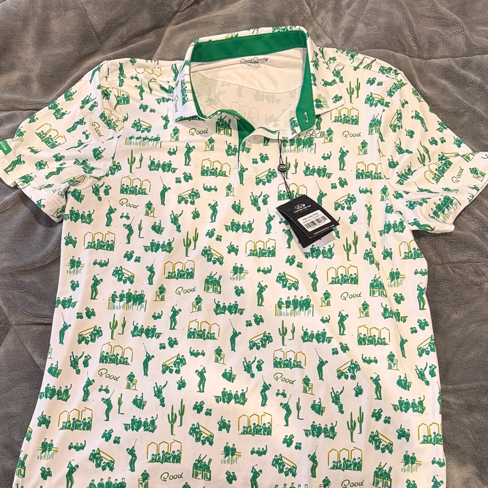 Cactus Print Polo Shirt - Green and White